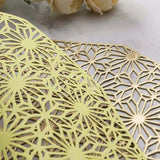2/4/6 Evevda Rose Gold Placemats for Dining Table 6 Metallic Pressed Hollowed Out Table Mats Wipeable Vinyl Place Mat for Holiday Wedding Dinner Table Decoration Mat