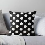 Polka Printed Throw Cushion Cover, Standard, Black White, for | Living Room | Bedroom | Hall | School | Lounge I Children Room I Drawing Room I Sofa