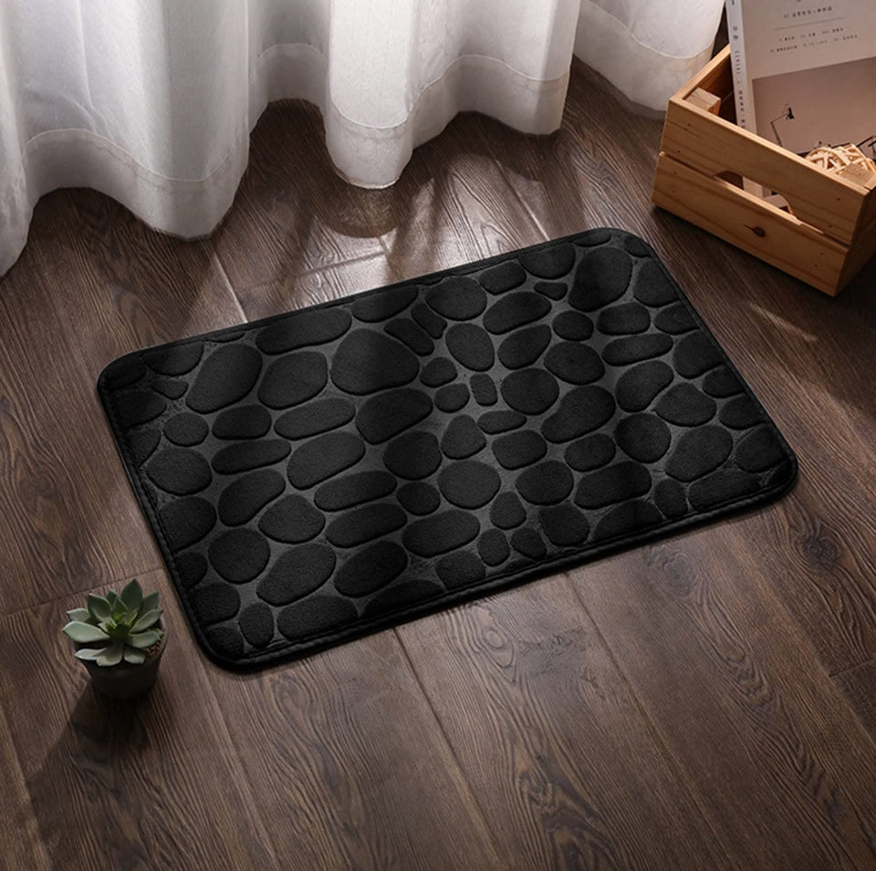 Memory Foam Bath Mat Cobblestone Bathroom Rugs Super Water Absorbent Bath Mats for Bathroom Machine Washable Bath Rugs 40X60CM