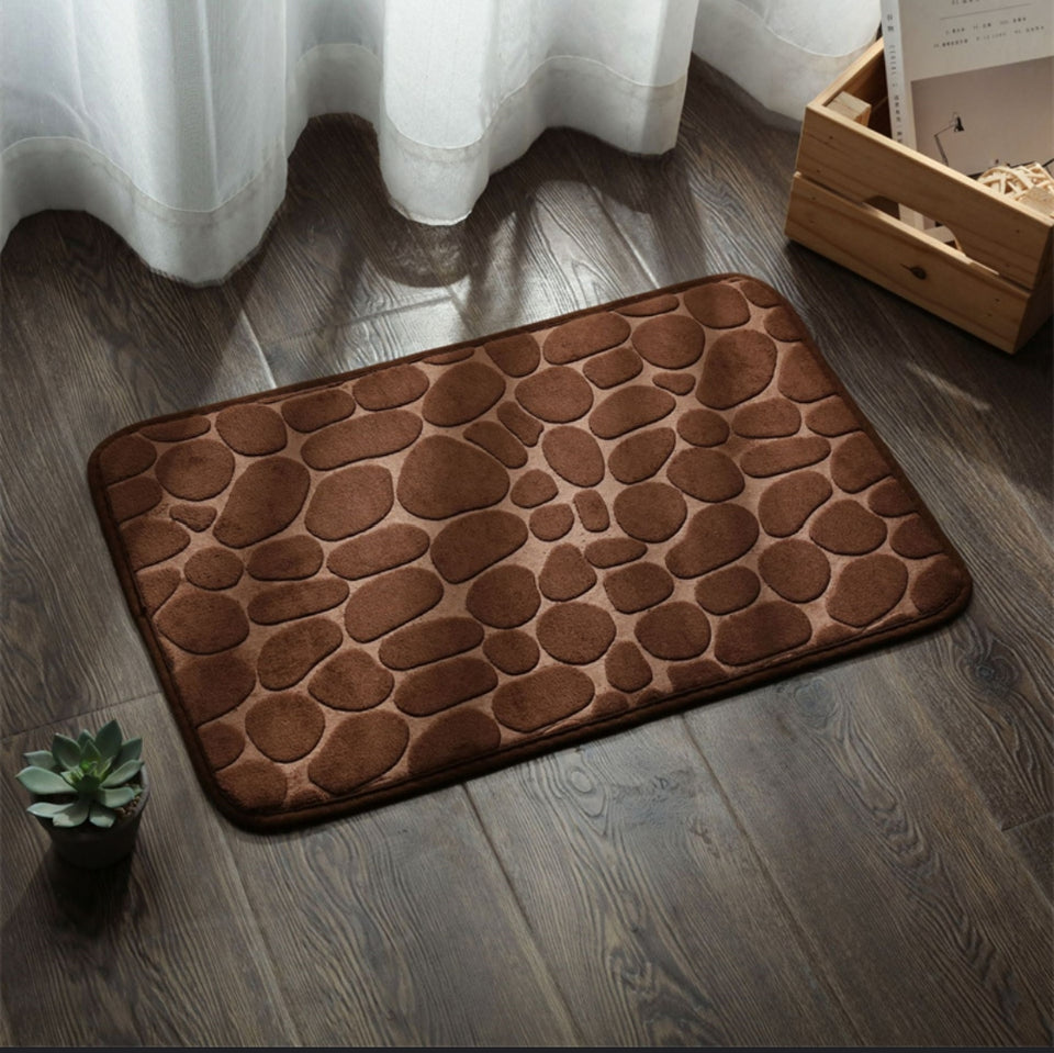 Memory Foam Bath Mat Cobblestone Bathroom Rugs Super Water Absorbent Bath Mats for Bathroom Machine Washable Bath Rugs 40X60CM