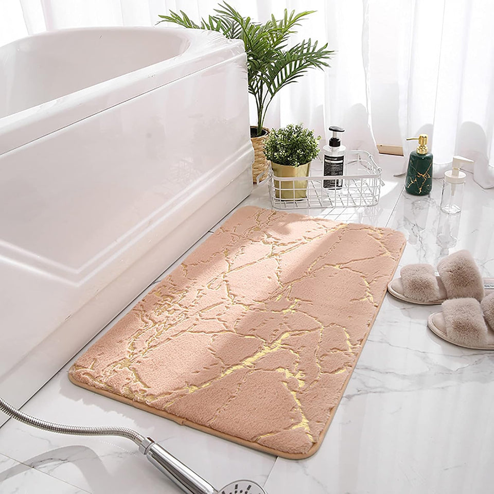 Memory Foam Bath Mat Marble Design Bathroom Rugs Super Water Absorbent Bath Mats for Bathroom Machine Washable Bath Rugs 40X60CM Marble Design