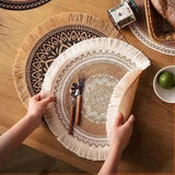 Round Placemat Table Non-Slip Jute Mats for Dining Table Decoration Accessories Kitchen Placemats Coffee Coasters Party Dinner 15x15 inh