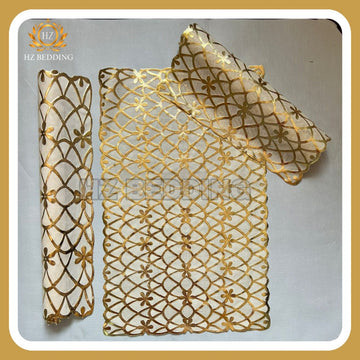 3Pc Golden Table Mat Set, Dressing table and Side Table