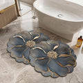 1pc Gold Floral Pattern Bath Mat, Bathroom Rug, Door Mat, Small Rug, Carpet, Floor Mat, Home Decor, Area Rug, Outdoor Mat, Bedroom Carpet, Washable Rug HZ BEDDING