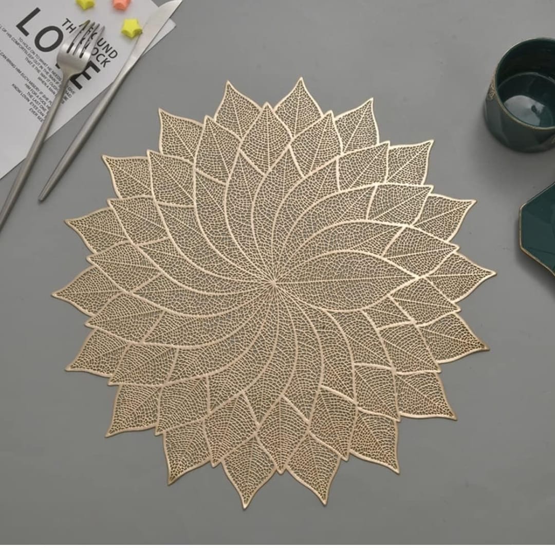 2/4/6/8 PVC Leaf Shape Placemats HZ BEDDING