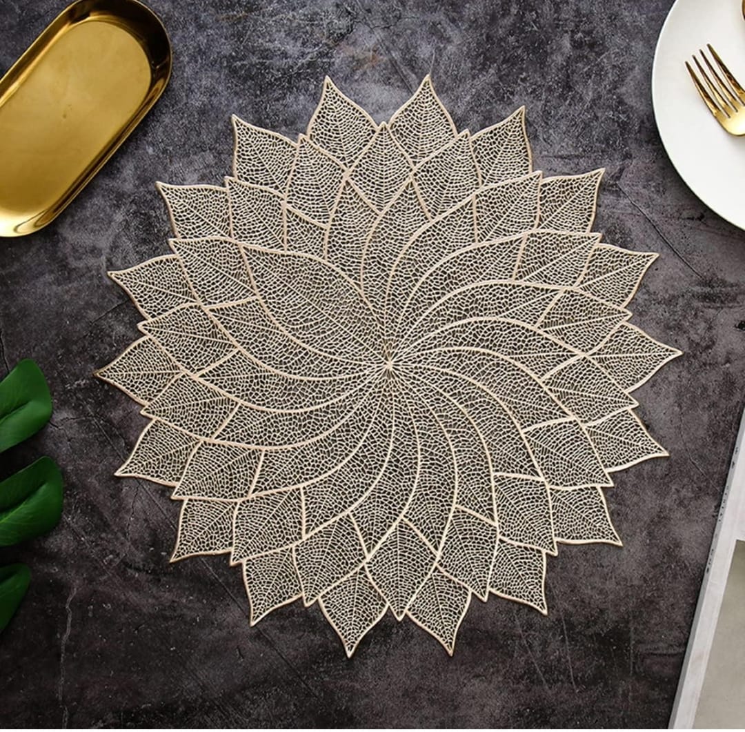 2/4/6/8 PVC Leaf Shape Placemats HZ BEDDING