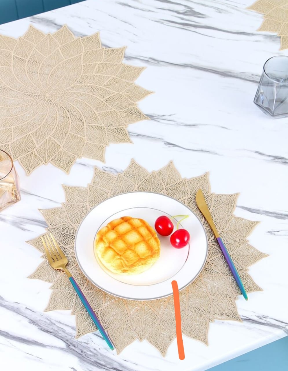 2/4/6/8 PVC Leaf Shape Placemats HZ BEDDING
