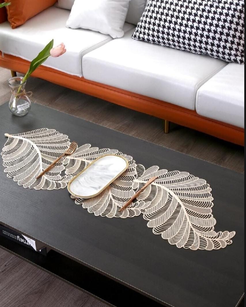 2/4/6/8 Vinyl leaf design Placemats HZ BEDDING