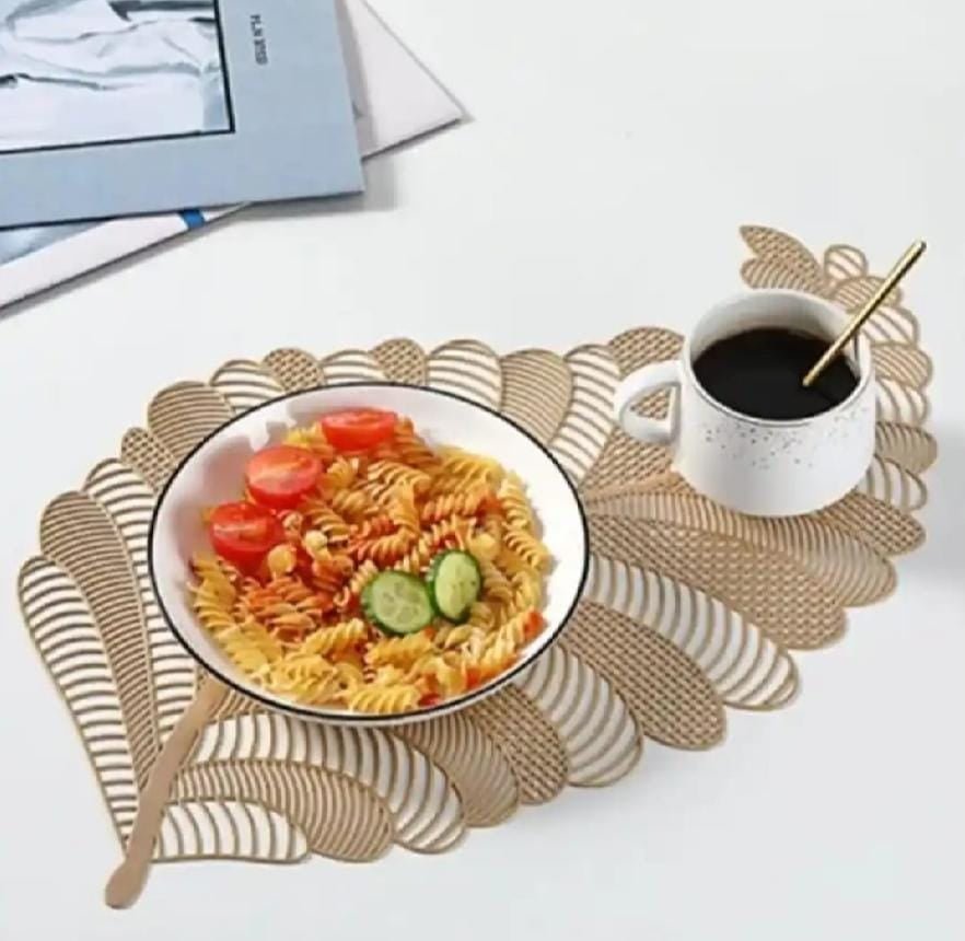 2/4/6/8 Vinyl leaf design Placemats HZ BEDDING
