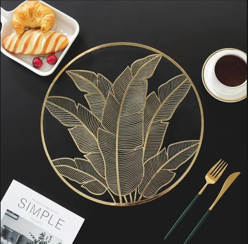 2/4/6/8 Vinyl Placemats & Coaster Golden HZ BEDDING
