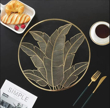 2/4/6/8 Vinyl Placemats & Coaster Golden HZ BEDDING