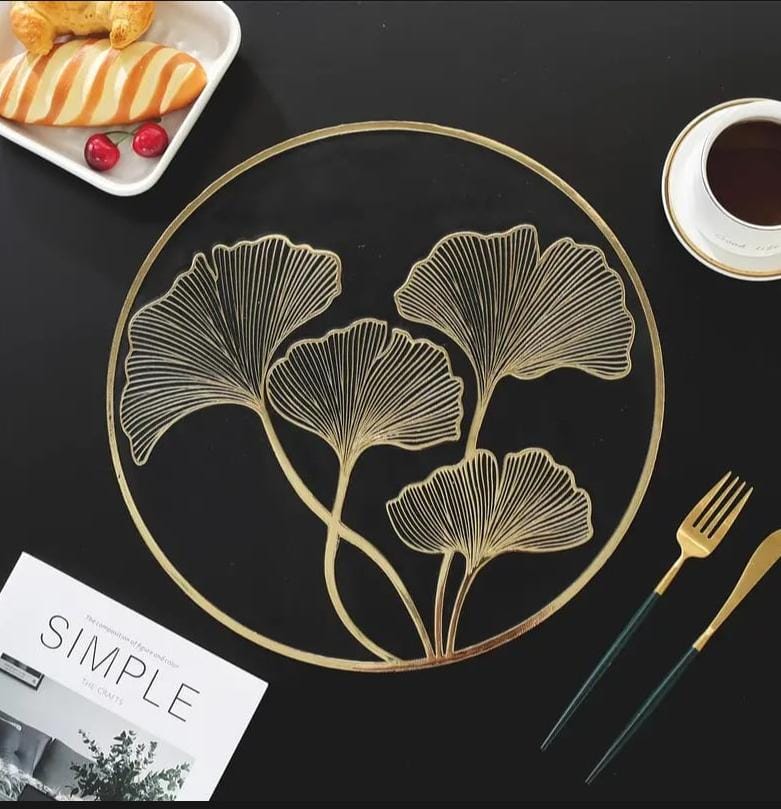 2/4/6/8 Vinyl Placemats & Coaster Golden HZ BEDDING