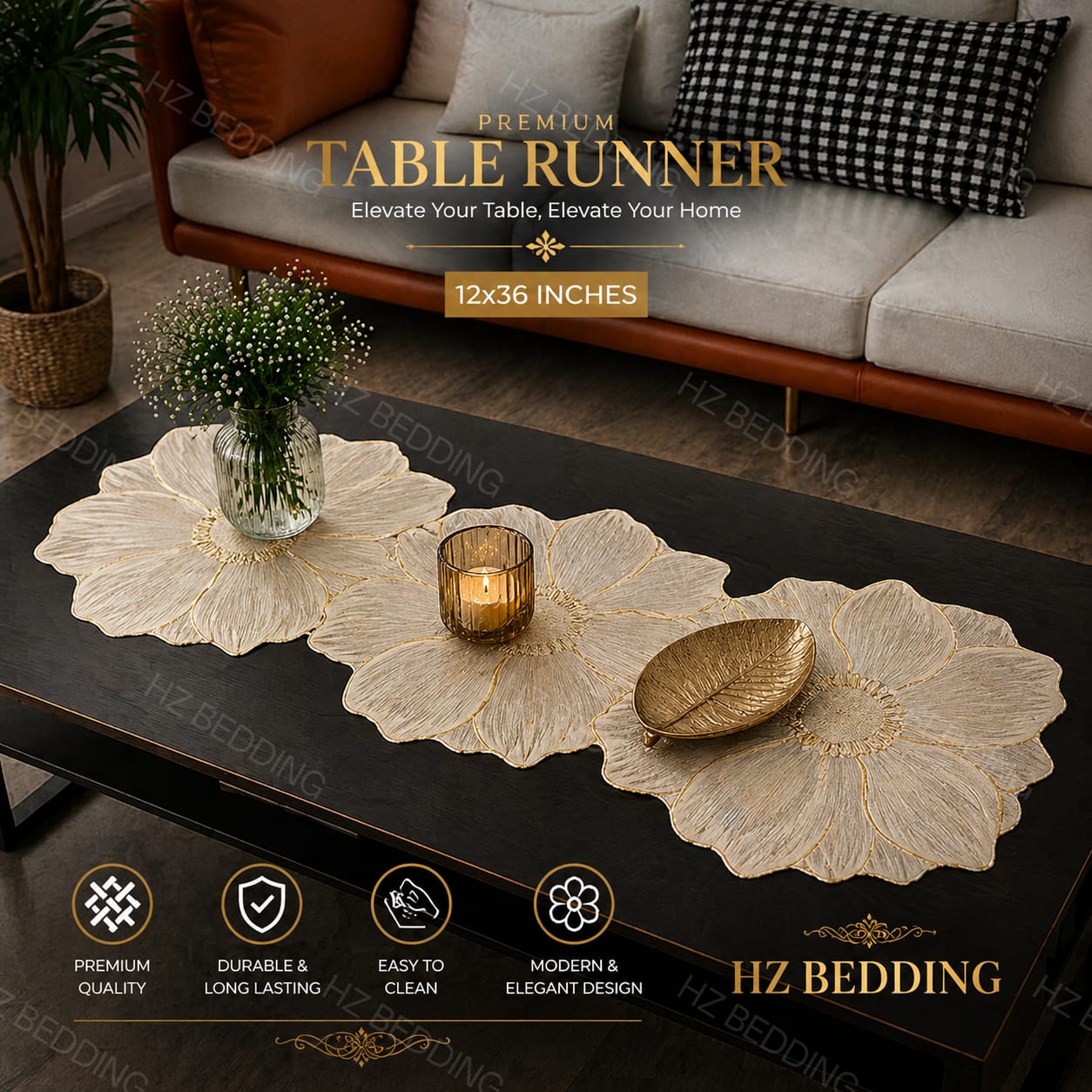 3 Feet Table Runner, Center Table Dressing HZ BEDDING