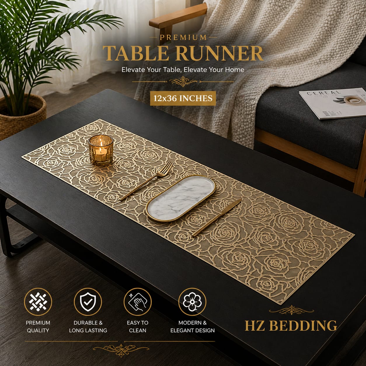 3 Feet Table Runner, Center Table Dressing HZ BEDDING