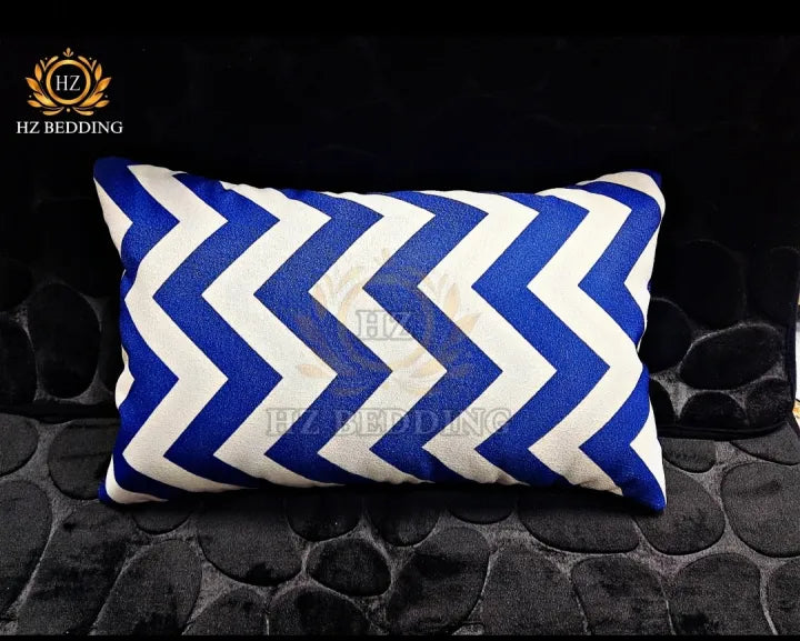 Modern Blue White Geometric Throw Cushion Case Chevron Grid Pillow Case High Quality Fashion Grid Zigzag Couch Decor 12 x 20