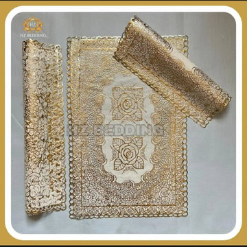 3Pc Golden Table Mat Set, Dressing table and Side Table HZ BEDDING