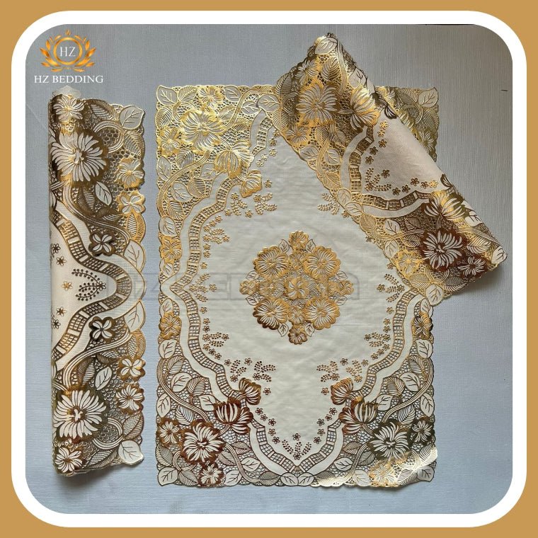 3Pc Golden Table Mat Set, Dressing table and Side Table HZ BEDDING