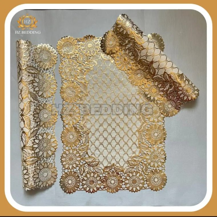 3Pc Golden Table Mat Set, Dressing table and Side Table HZ BEDDING