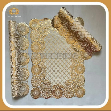 3Pc Golden Table Mat Set, Dressing table and Side Table HZ BEDDING