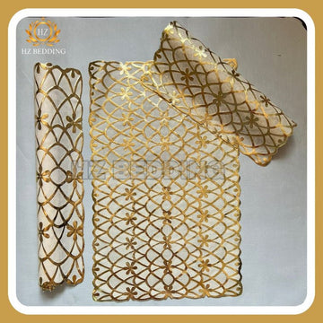 3Pc Golden Table Mat Set, Dressing table and Side Table HZ BEDDING