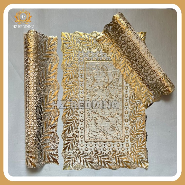 3Pc Golden Table Mat Set, Dressing table and Side Table HZ BEDDING