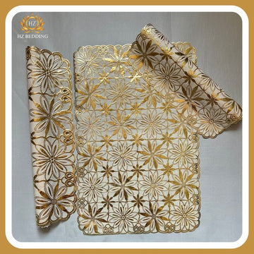 3Pc Golden Table Mat Set, Dressing table and Side Table HZ BEDDING