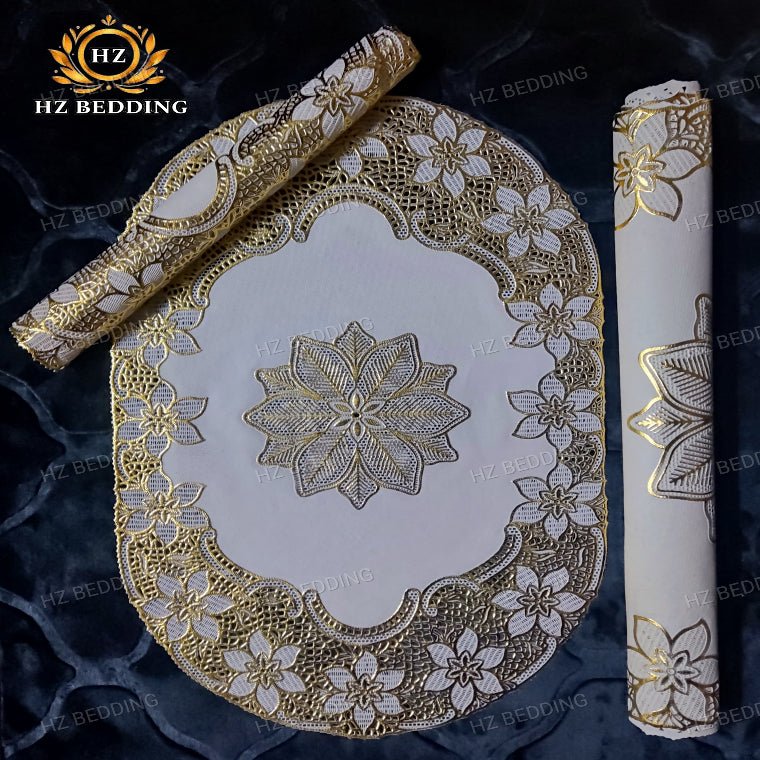 3Pc Premium Golden Table Mat Set, Dressing table and Side Table HZ BEDDING