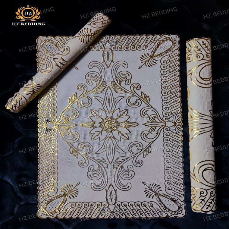 3Pc Premium Golden Table Mat Set, Dressing table and Side Table HZ BEDDING