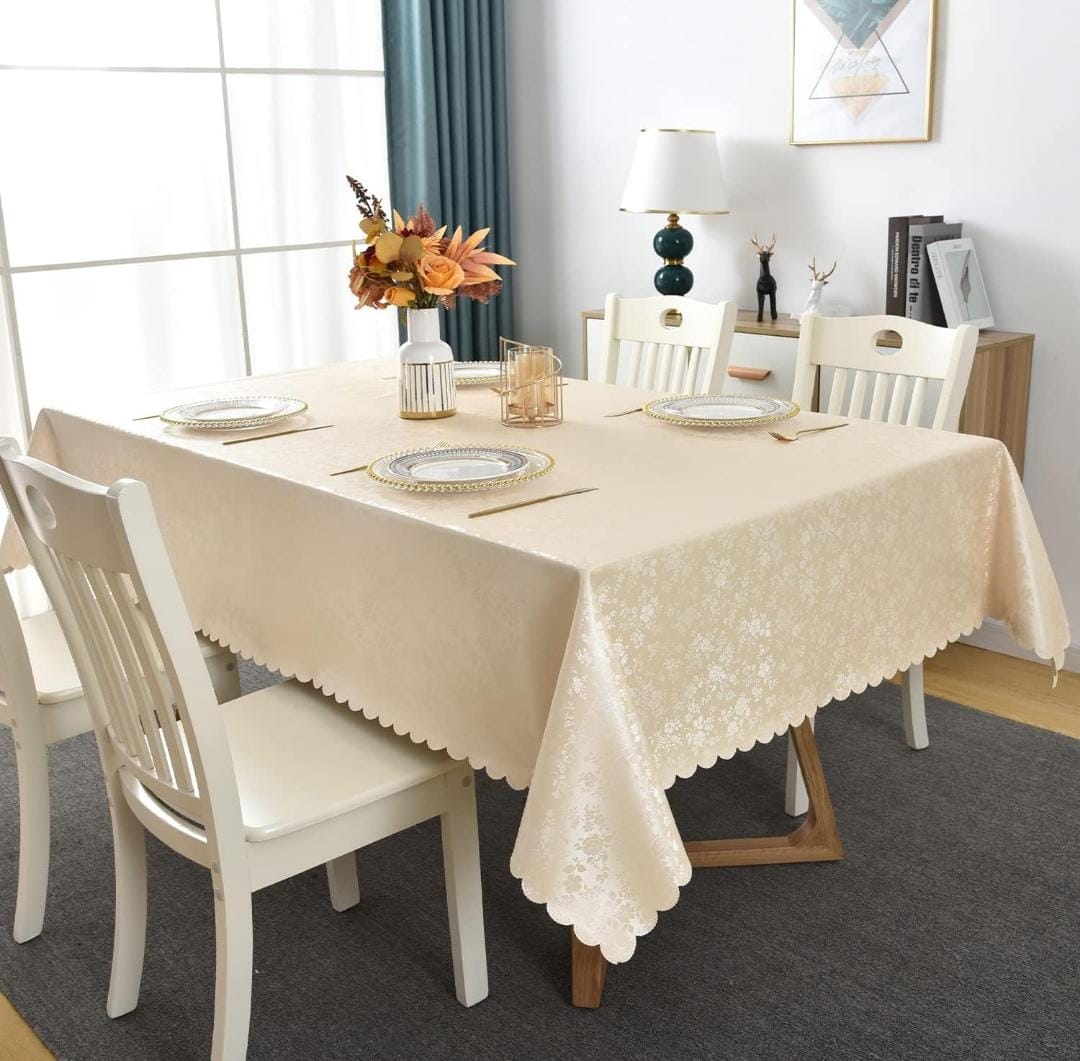 4 6 & 8 Seater Cream Color Table Sheet HZ BEDDING