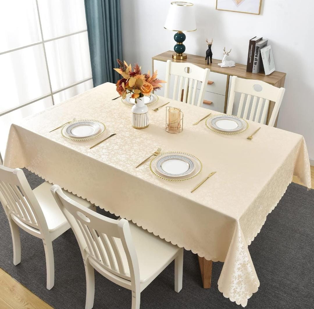 4 6 & 8 Seater Cream Color Table Sheet HZ BEDDING
