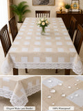 4/6/8 Seater Waterproof Table Cover with Elegant Lace Border New Design D HZ BEDDING