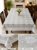 4/6/8 Seater Waterproof Table Cover with Elegant Lace Border New Design E HZ BEDDING