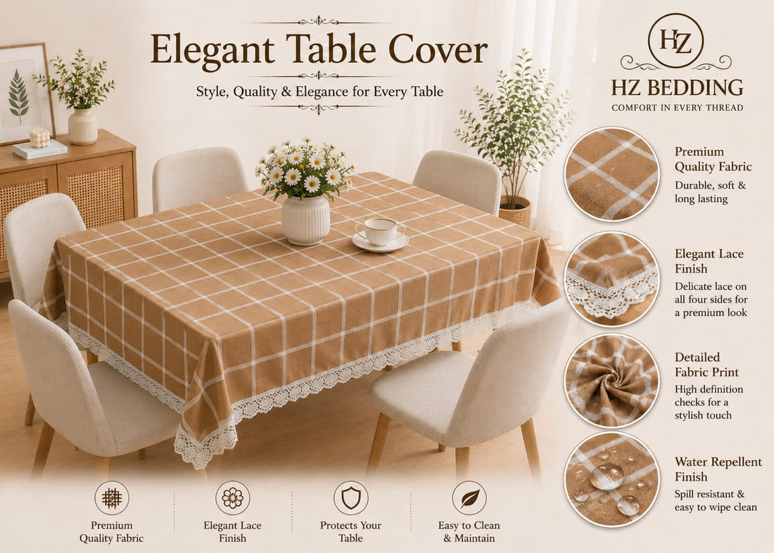 4/6/8 Seater Waterproof Table Cover with Elegant Lace Border New Design H HZ BEDDING