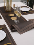 5 Pieces Brown A PVC Washable Placemats with Runner HZ BEDDING