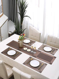 5 Pieces Brown PVC Washable Placemats with Runner HZ BEDDING