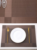 5 Pieces Brown PVC Washable Placemats with Runner HZ BEDDING