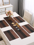 5 Pieces Brown PVC Washable Placemats with Runner HZ BEDDING