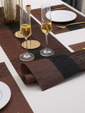 5 Pieces Brown PVC Washable Placemats with Runner HZ BEDDING