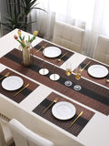 5 Pieces Brown PVC Washable Placemats with Runner HZ BEDDING