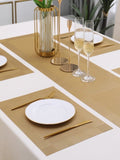 5 Pieces Golden PVC Washable Placemats with Runner HZ BEDDING