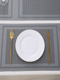 5 Pieces Grey A PVC Washable Placemats with Runner HZ BEDDING