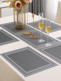 5 Pieces Grey A PVC Washable Placemats with Runner HZ BEDDING
