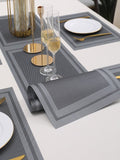 5 Pieces Grey A PVC Washable Placemats with Runner HZ BEDDING