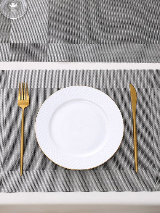 5 Pieces Grey PVC Washable Placemats with Runner HZ BEDDING