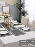 5 Pieces Grey PVC Washable Placemats with Runner HZ BEDDING