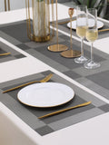5 Pieces Grey PVC Washable Placemats with Runner HZ BEDDING