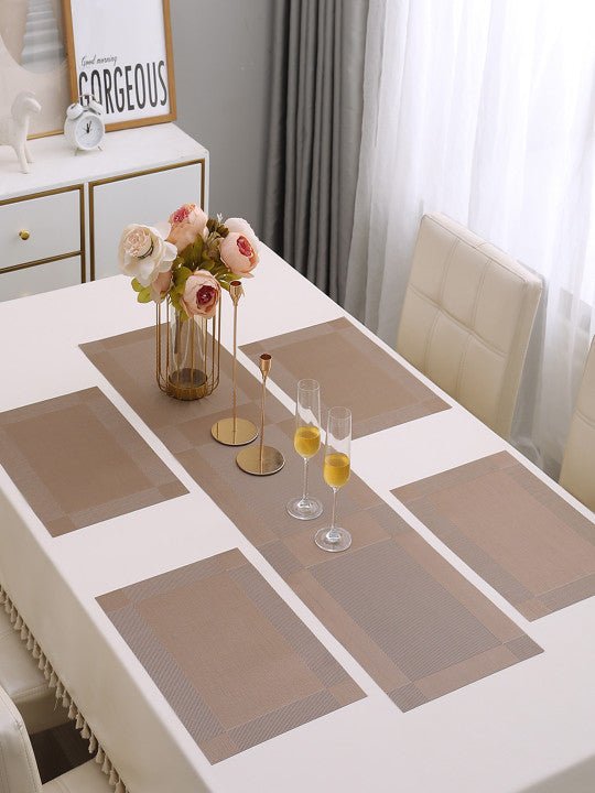 5 Pieces Light PVC Washable Placemats with Runner HZ BEDDING