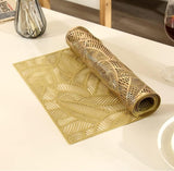 6 Feet Elegant Leaf Design PVC Table Runner - Heat-Resistant, Washable Dining Decor for Home & Restaurant, for Spring