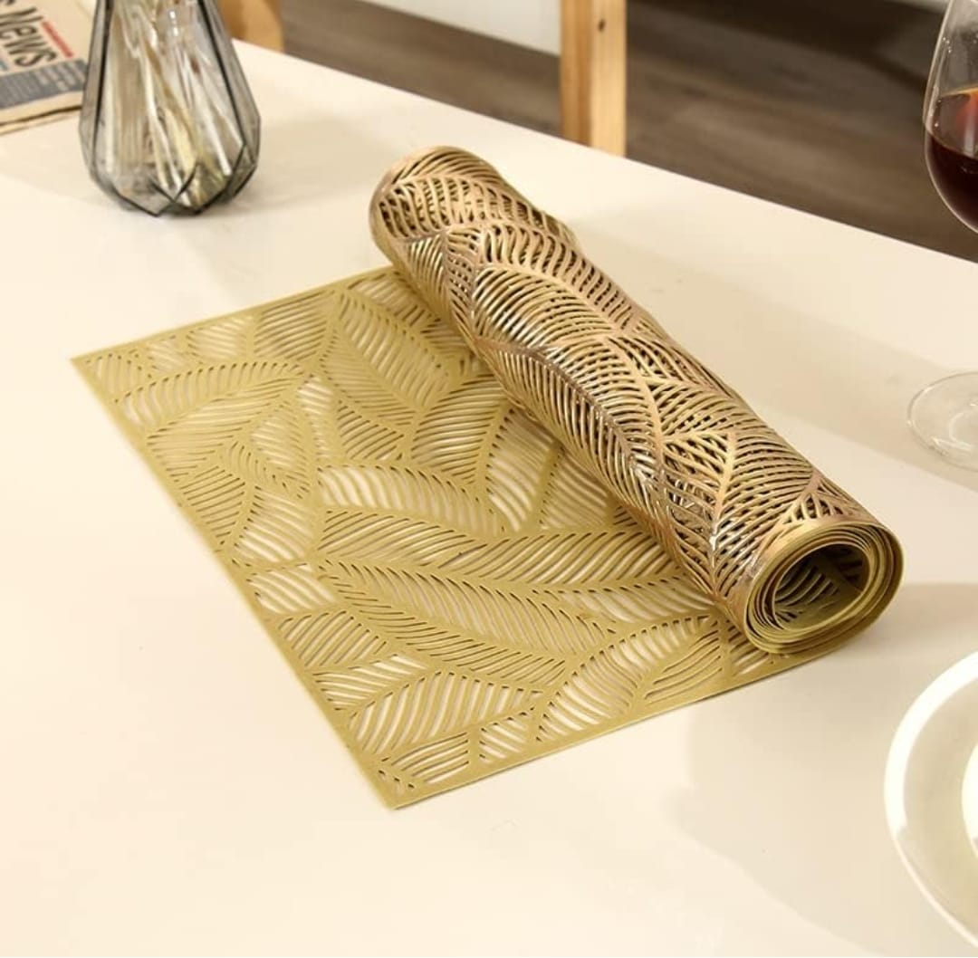 6 Feet Elegant Leaf Design PVC Table Runner HZ BEDDING
