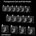 6-Row Nail-Free Transparent Wall Hooks – Self-Adhesive Traceless Hanger Digital deals